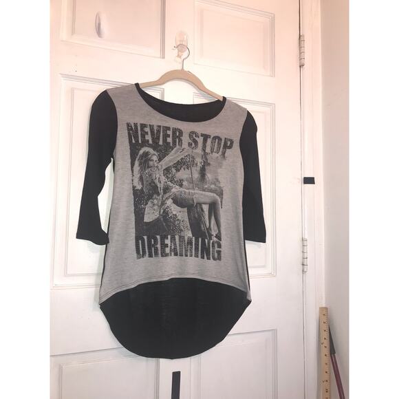 2B BEBE Embellished Baseball T-Shirt Women’s M Black & Gray - Picture 1 of 7